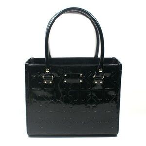 Kate Spade Quinn Embossed Ace Of Spades Tote Bag Black Patent Leather Satchel